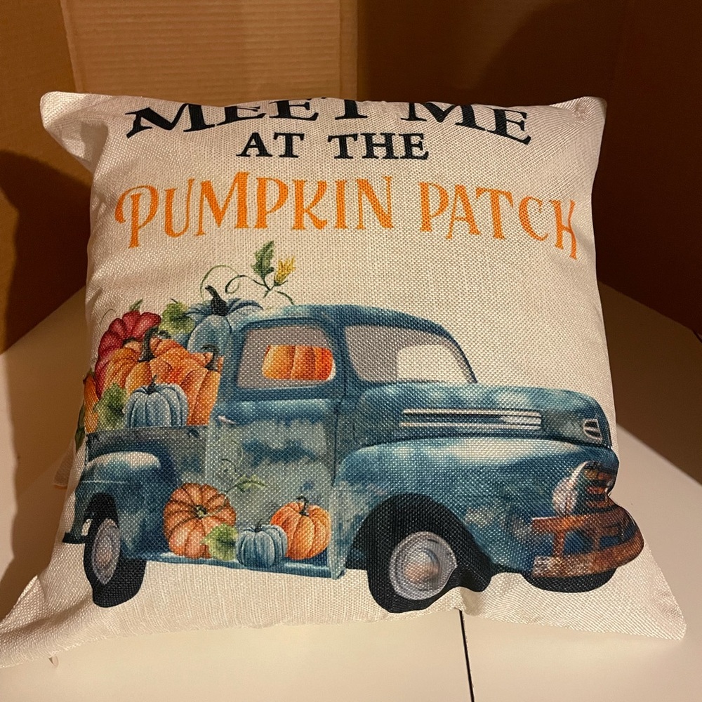 Blue Pumpkin truck throw pillow